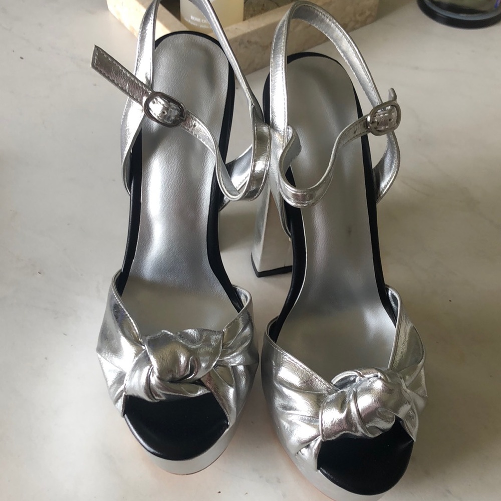 Silver wedge heels